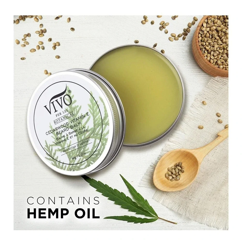 Vivo Per Lei Beard Balm Hemp Oil Cedarwood Vitamin E 2.11 oz Mens Gift New